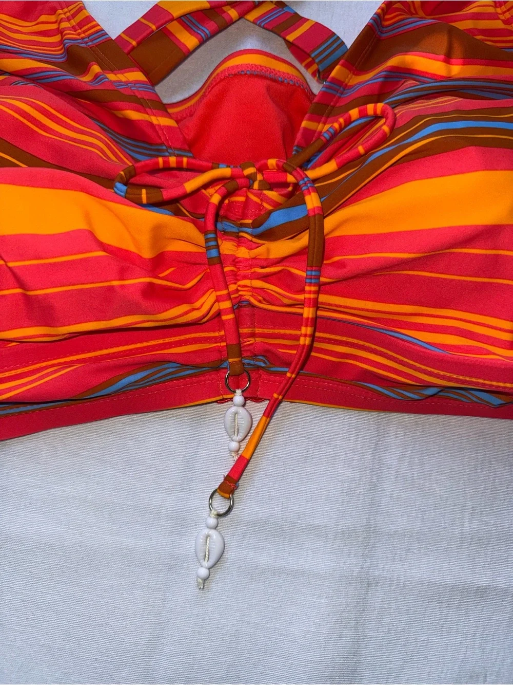 NEW Size 3X wild fable Bright Red & White Swim Top Adjustable Front Ties